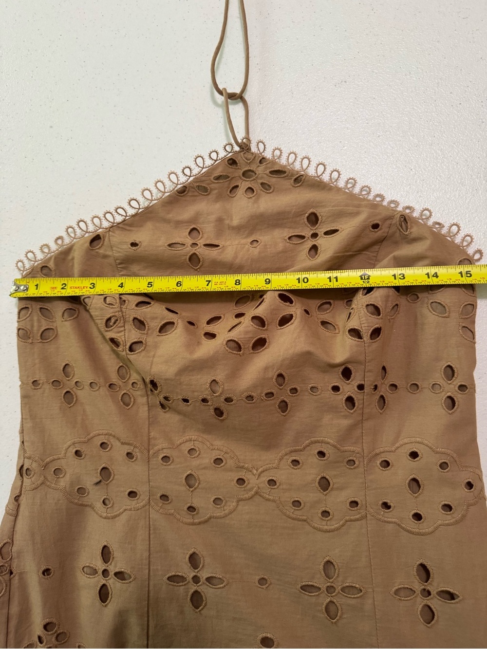 Hemant and Nandita Pahi Schiffli Halter Dress Brown Small - Picture 11 of 16